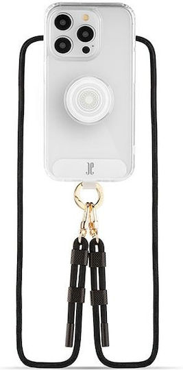 Just Elegance Popgrip Back Cover Silicone / Plastic with Strap Transparent (iPhone 15 Pro)