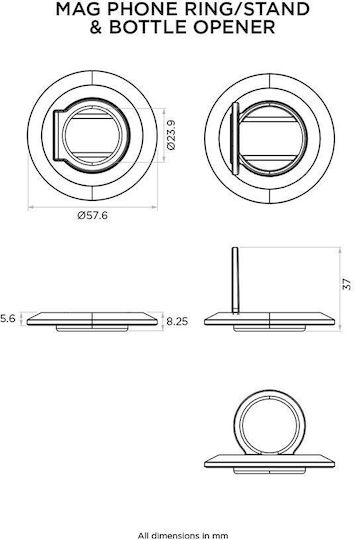 Quad Lock Mobile Ring Holder in Black color QMA-PGR