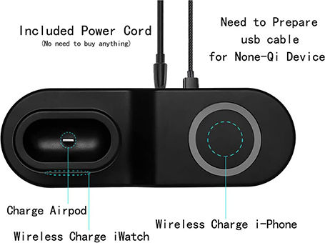 USB / Wireless Charging Pad (Qi) Μαύρο (Blaulock W3)