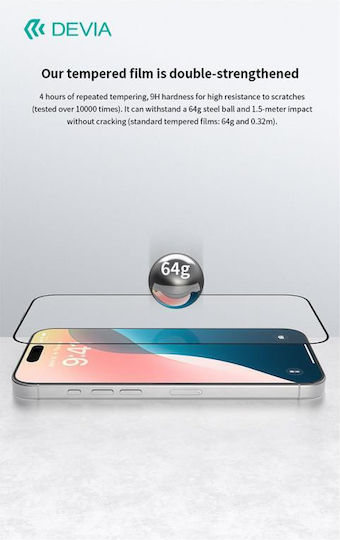 Devia Tempered Glass Negru (iPhone 16)