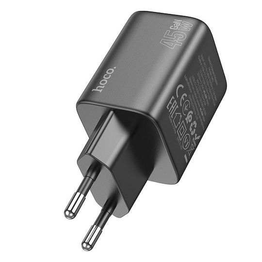 Hoco Φορτιστής Χωρίς Καλώδιο GaN με 2 Θύρες USB-C 45W Power Delivery Μαύρος (N42)
