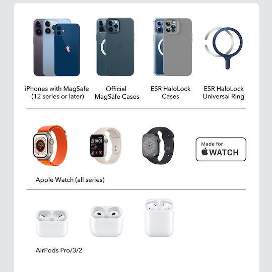 ESR Magsafe Ladegerät 5W Weißs (HaloLock 3-in-1)