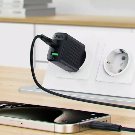 Acefast Φορτιστής Χωρίς Καλώδιο GaN με Θύρα USB-A και Θύρα USB-C 20W Power Delivery Μαύρος (A78)