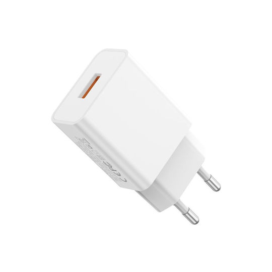 XO Φορτιστής GaN με Θύρα USB-A και Καλώδιο USB-C 18W Quick Charge 3.0 Λευκός (L127)