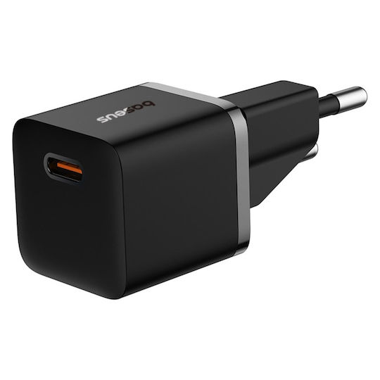 Baseus Ladegerät GaN mit USB-C Anschluss und Kabel USB-C - USB-C 20W Stromlieferung Schwarzs (Gan5)