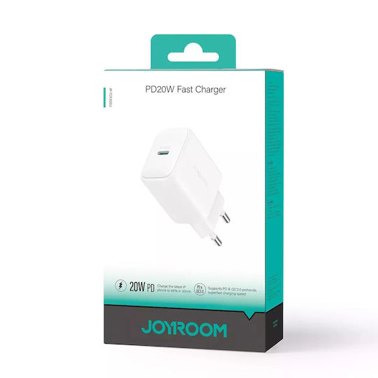 Joyroom Charger Without Cable with USB-C Port 20W Power Delivery / Quick Charge 3.0 Whites (JR-TCF20)