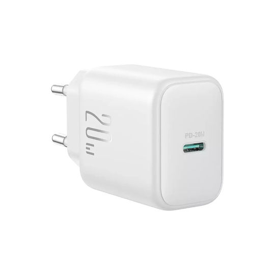 Joyroom Φορτιστής με Θύρα USB-C και Καλώδιο USB-C - Lightning 20W Power Delivery Λευκός (JR-TCF20)
