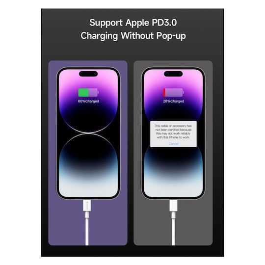 Devia Charger with USB-C Port and Cable USB-C - USB-C 25W Power Delivery Whites (EA455)