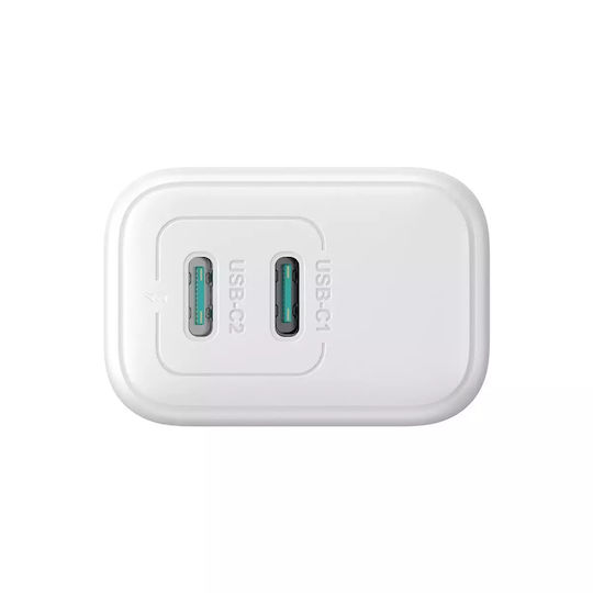 Joyroom Φορτιστής Χωρίς Καλώδιο με 2 Θύρες USB-C 20W Power Delivery / Quick Charge 3.0 Λευκός (JR-TCF12)