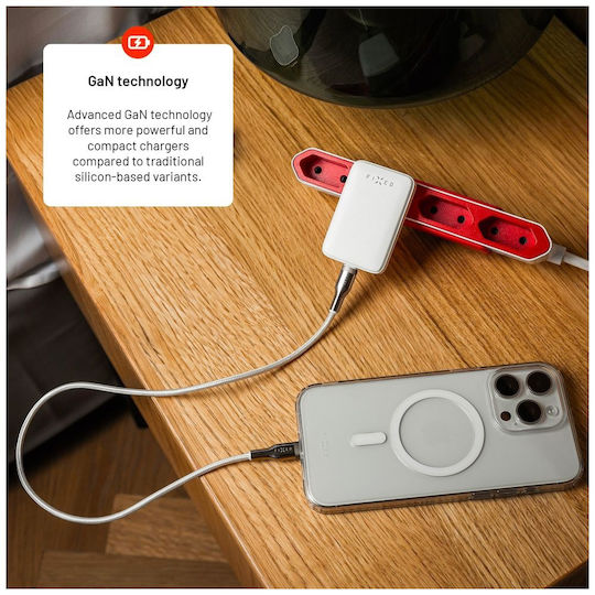 Fixed Зарядно без кабел GaN с USB-C порт 30W Power Delivery Бял (FIXCG30S-C-WH)