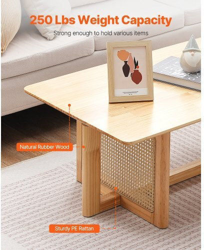 Rectangular Central Coffee Table Made of Brown Bamboo W120xD60xH40cm