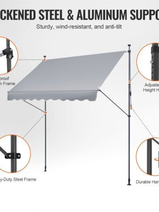 Vevor Τέντα Βεράντας Γκρι 2.5x1.2m