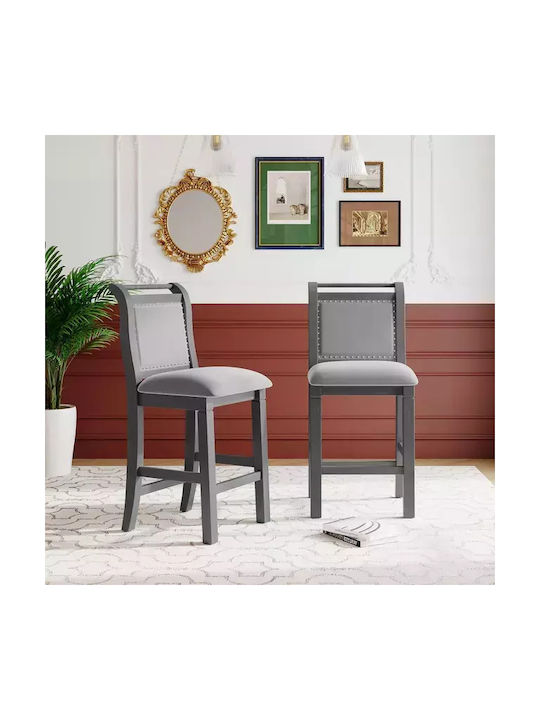 Stool Bar with Backrest Gray 2pcs 54.6x42.4x101.6cm