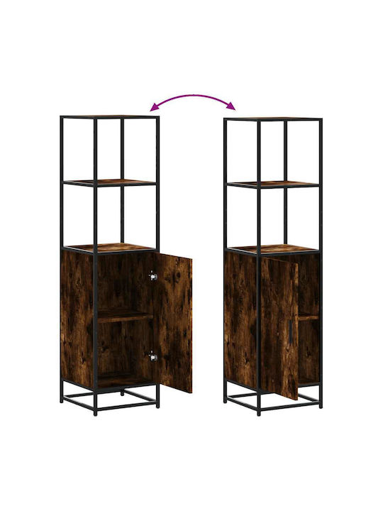 Cabinet Storage Made of Metal & Wood Smoky Oak L35.5xW35xH139cm