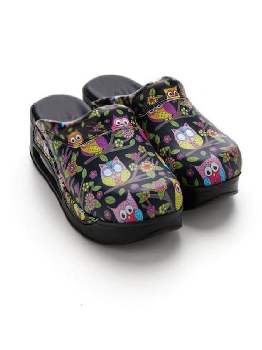 Northcure Air Max Γυναικεία Δερμάτινα Ανατομικά Σαμπό Owls