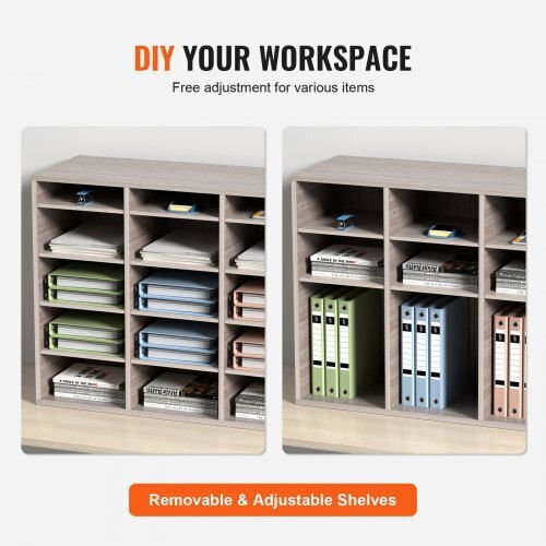 Vevor Wooden File Organizer 27 Slots Grey Wjzlfpjbhb27af8amv0