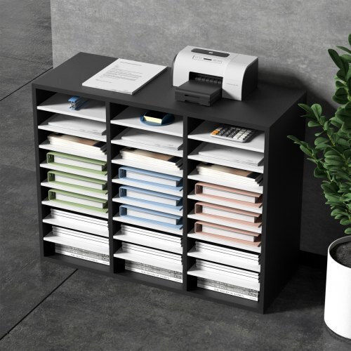 Vevor Black Wooden File Organizer 27 Slots
