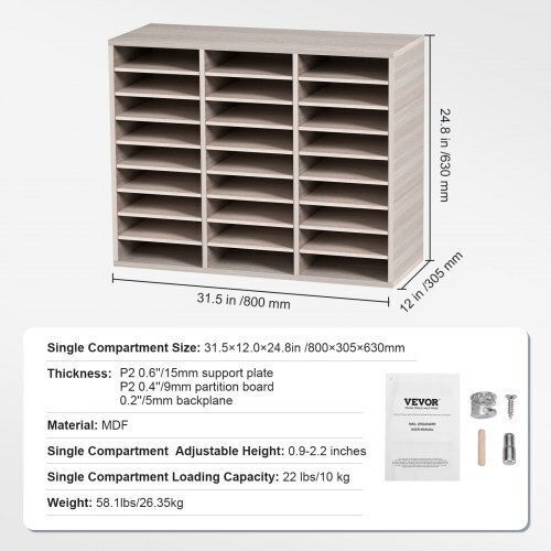 Vevor Wooden File Organizer 27 Slots Grey Wjzlfpjbhb27af8amv0