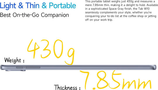 Ulefone W10 10.1" Tablet (4GB/128GB) Space Grey