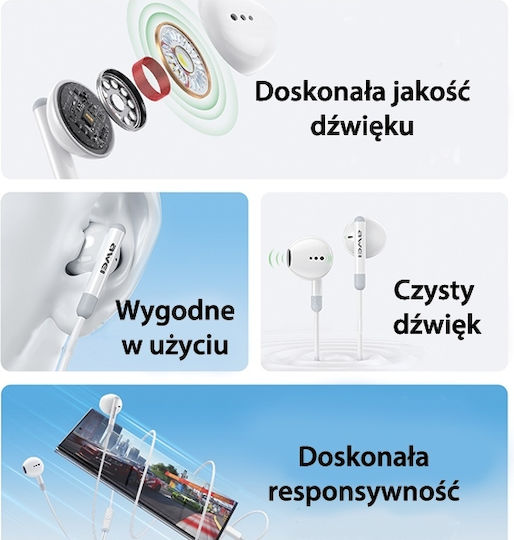 Awei PC-6T Earbuds Handsfree με Βύσμα USB-C Μαύρο