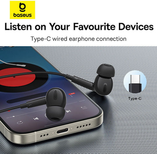Baseus Encok Cz18 In-ear Handsfree Ακουστικά με Βύσμα USB-C Μαύρο