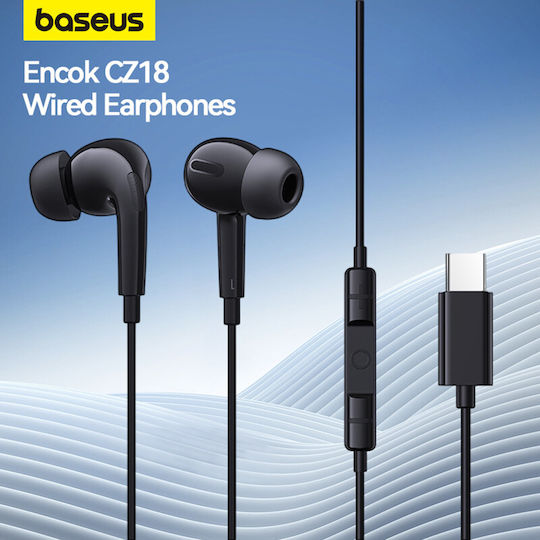 Baseus Encok Cz18 In-ear Handsfree Ακουστικά με Βύσμα USB-C Μαύρο