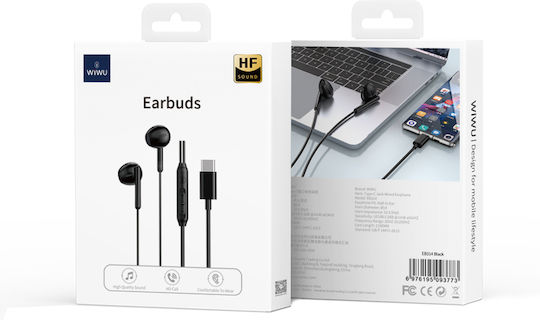 Wiwu 601537 În ureche Handsfree cu două căști cu mufă USB-C Alb