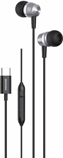 Swissten 51109100 In-Ear Freisprecheinrichtung Kopfhörer mit Stecker USB-C Schwarz