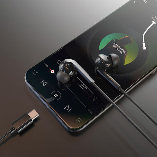 Dudao X3c+ In-ear Handsfree Headphones with Connector USB-C Black