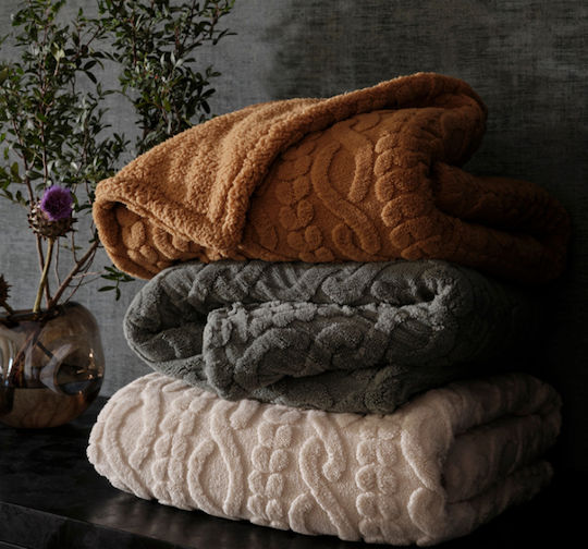 Nef-Nef Homeware Germain Одеяло Sherpa За Диван 130x180 см Екрю