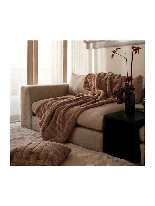 Nef-Nef Homeware Blanket Furry Sofa 140x190cm Barlow Beige