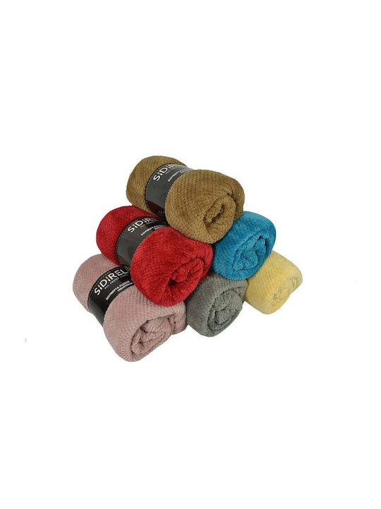 Sidirela Κουβέρτα Fleece Μονή 160x220εκ. Κόκκινη