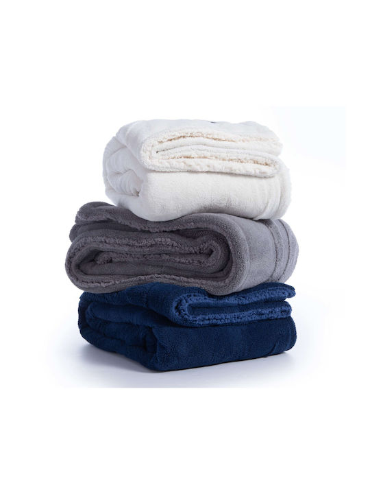 Nef-Nef Homeware Nau Κουβέρτα Sherpa Καναπέ 130x180εκ. Coast Ecru