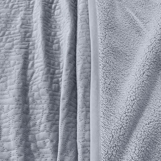 Guy Laroche Bolzano Σετ Κουβέρτα Sherpa Υπέρδιπλη 220x240εκ. Silver Velvet