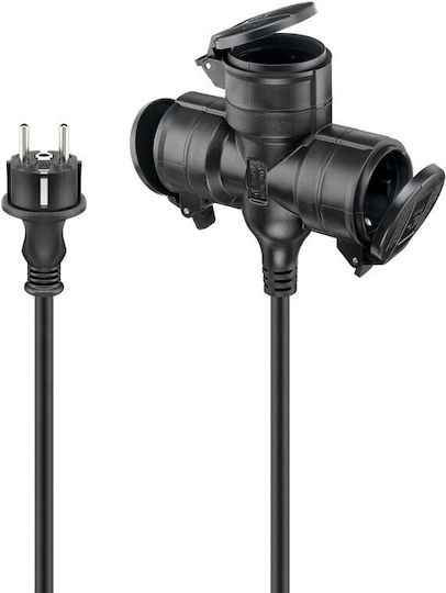 Goobay Waterproof Extension Cable Cord 3 x 1.5mm²/10m Black