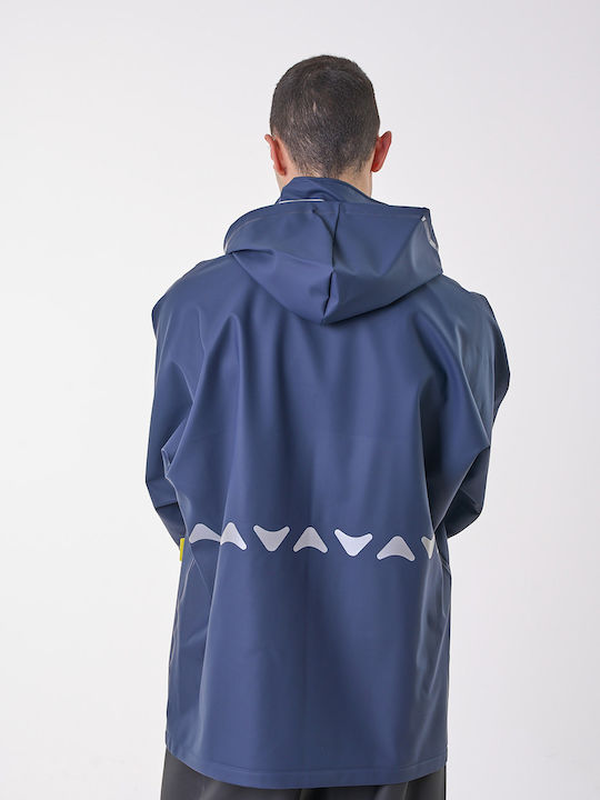 Anorak Wasserdichte Jacke Kapuze Reflektierend Avenuer Lang Blau