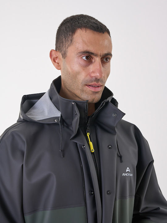 Anorak Waterproof Jacket Hooded Bicolor Highway Long-olive-black