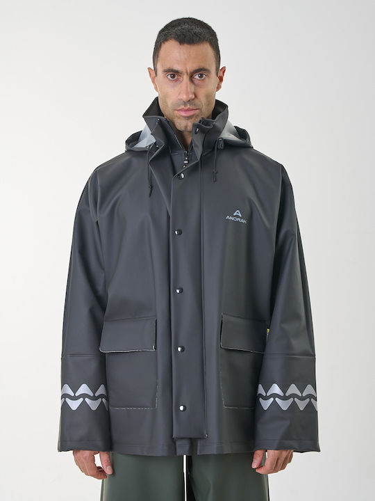 Geacă Anorak Impermeabilă cu Glugă Reflectorizantă Avenuer-ii Lungă Neagră