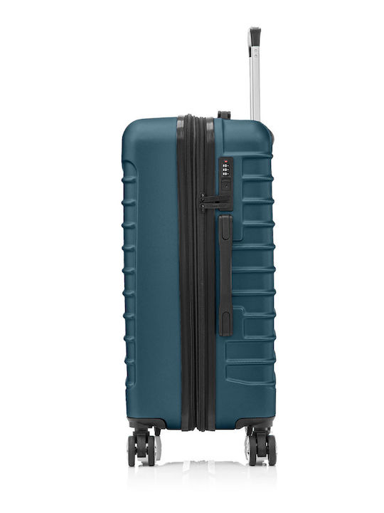 Quasar Model Line Μεγάλη Βαλίτσα Ταξιδίου Σκληρή Petrol Blue με 4 Ρόδες Ύψους 77εκ.