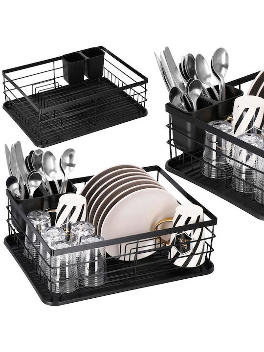 Inox Geschirrabtropfer Schwarz 42x32x15cm