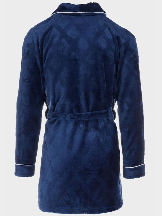 G Secret Men's Winter Fleece Pajama Robe Navy