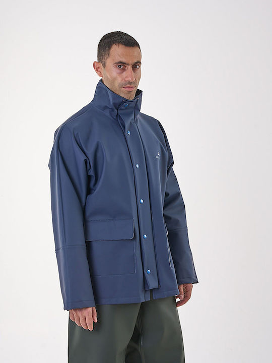 Anorak Street Long Men's Waterproof Riding Jacket Blue
