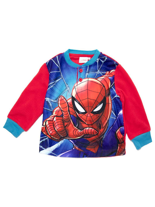 Marvel Παιδική Πιτζάμα Χειμωνιάτικη Fleece κόκκινο