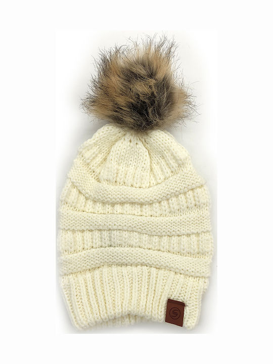 Kids Beanie Set with Gloves Knitted White