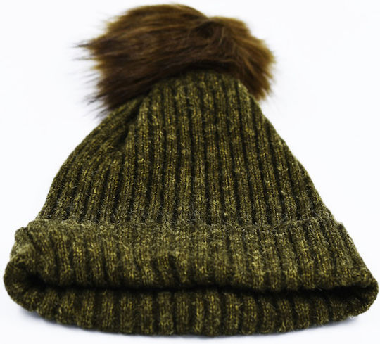 Set with Beanie Knitted in Green color