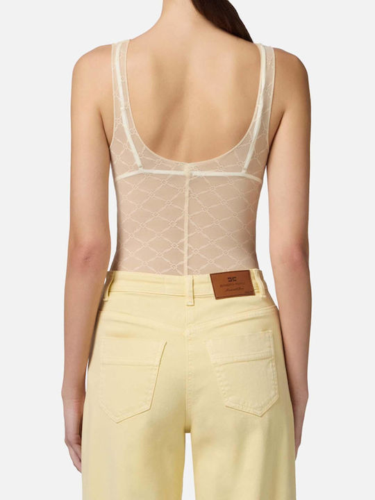 Elisabetta Franchi Γυναικείο Κορμάκι Bodysuit In Jacquard Tulle Fabric Bo02051e2 680250 Elisabetta Franchi Γυναικείο Κορμάκι Bodysuit In Jacquard Tulle Fabric Bo02051e2 680250