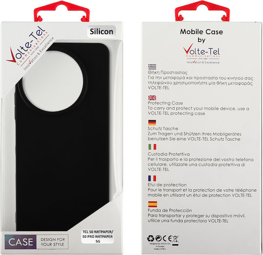 Volte-Tel Umschlag Rückseite Silikon mit Band Schwarz (TCL 50 NXTPAPER, TCL 50 PRO NXTPAPER 5G)