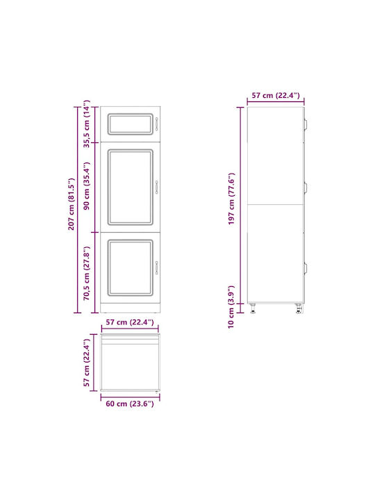 Kalmar Kitchen Column Brown Oak 60x57x207pcs