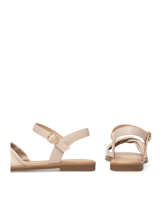 Flache Sandalen für Damen in Beige Farbe