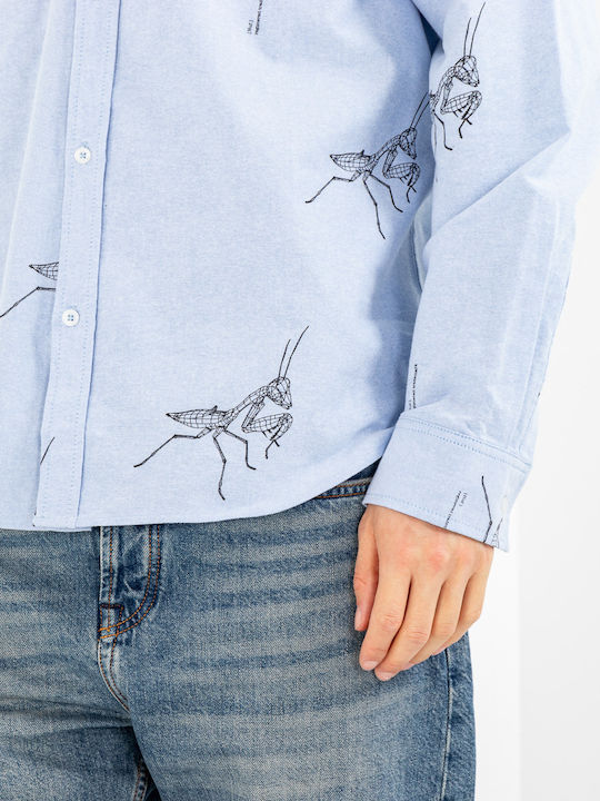 Long-sleeved Cotton Shirt Blue